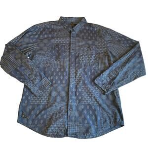 10.Deep Blue Paisley Classic Men’s Long Sleeve Cotton Button Up Shirt 2XLarge